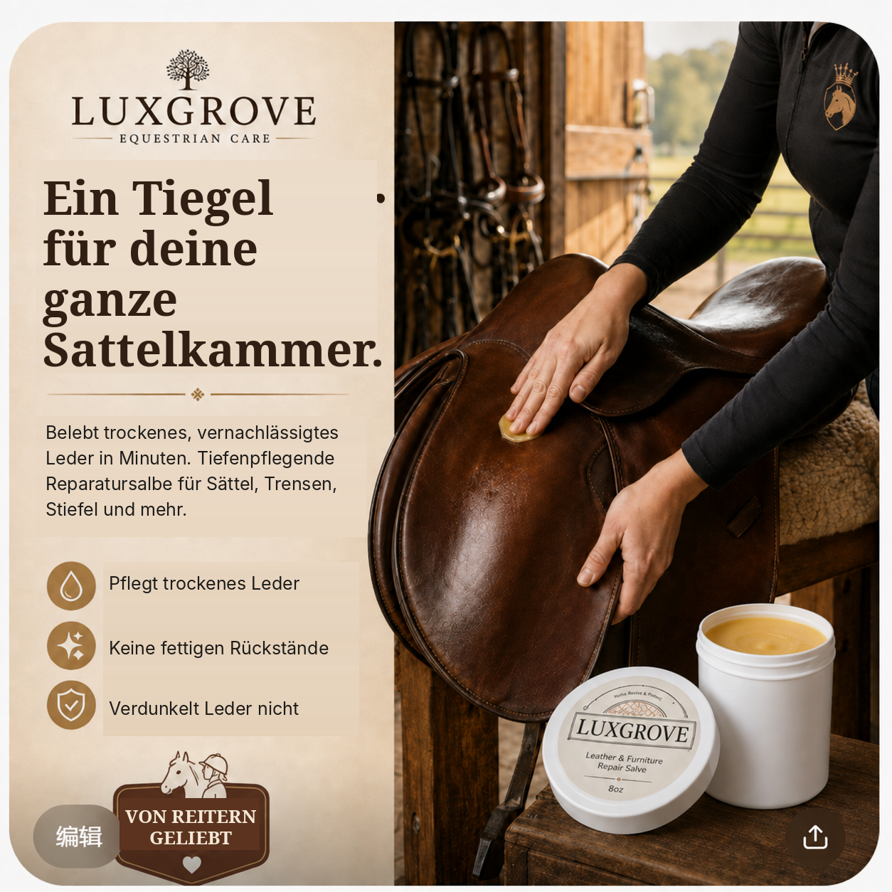 Luxgrove – Pflegebalsam für Sattelzeug & Leder