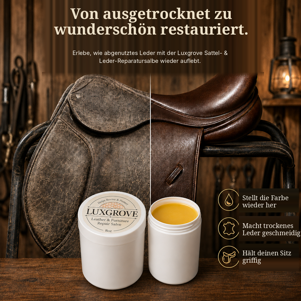 Luxgrove – Pflegebalsam für Sattelzeug & Leder