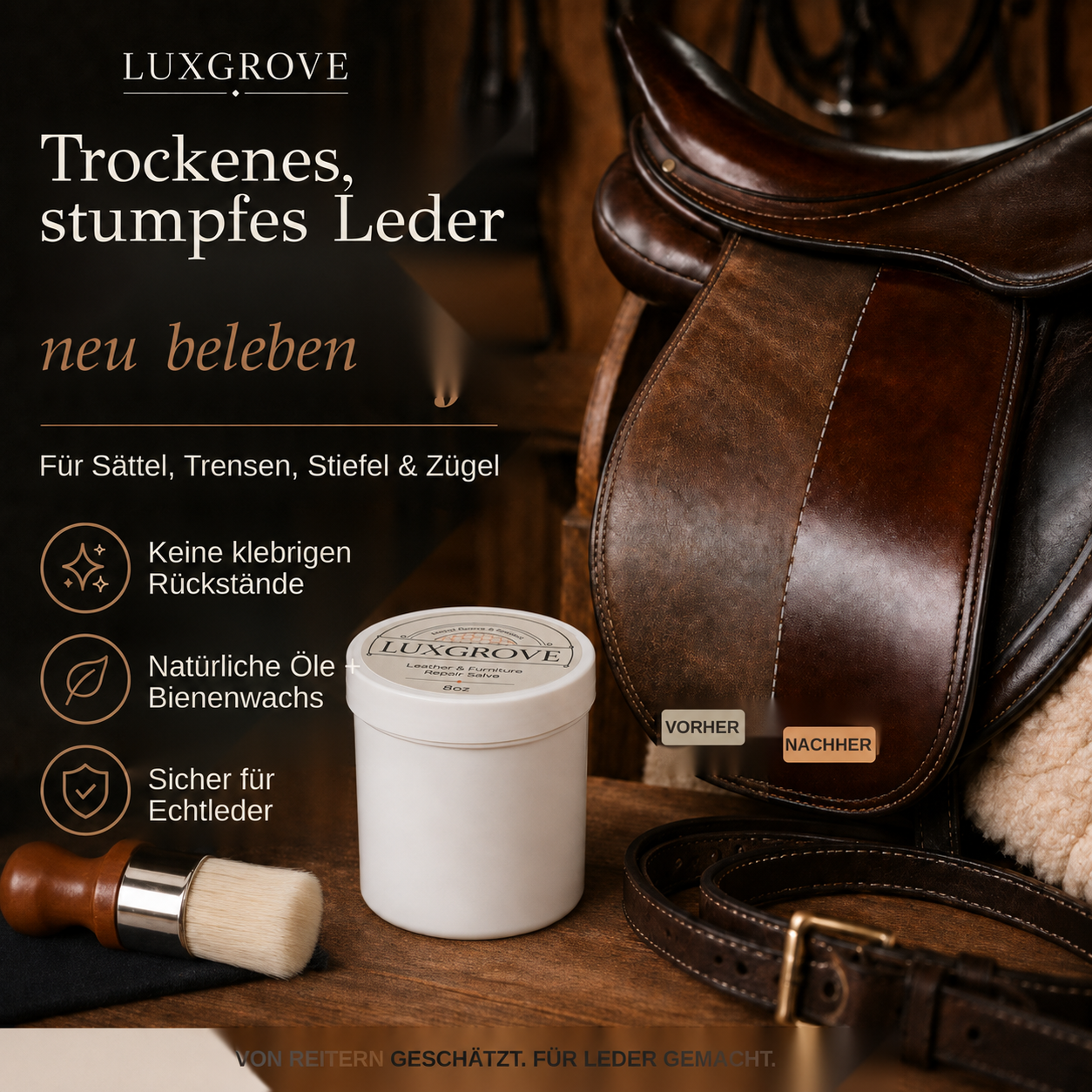 Luxgrove – Pflegebalsam für Sattelzeug & Leder