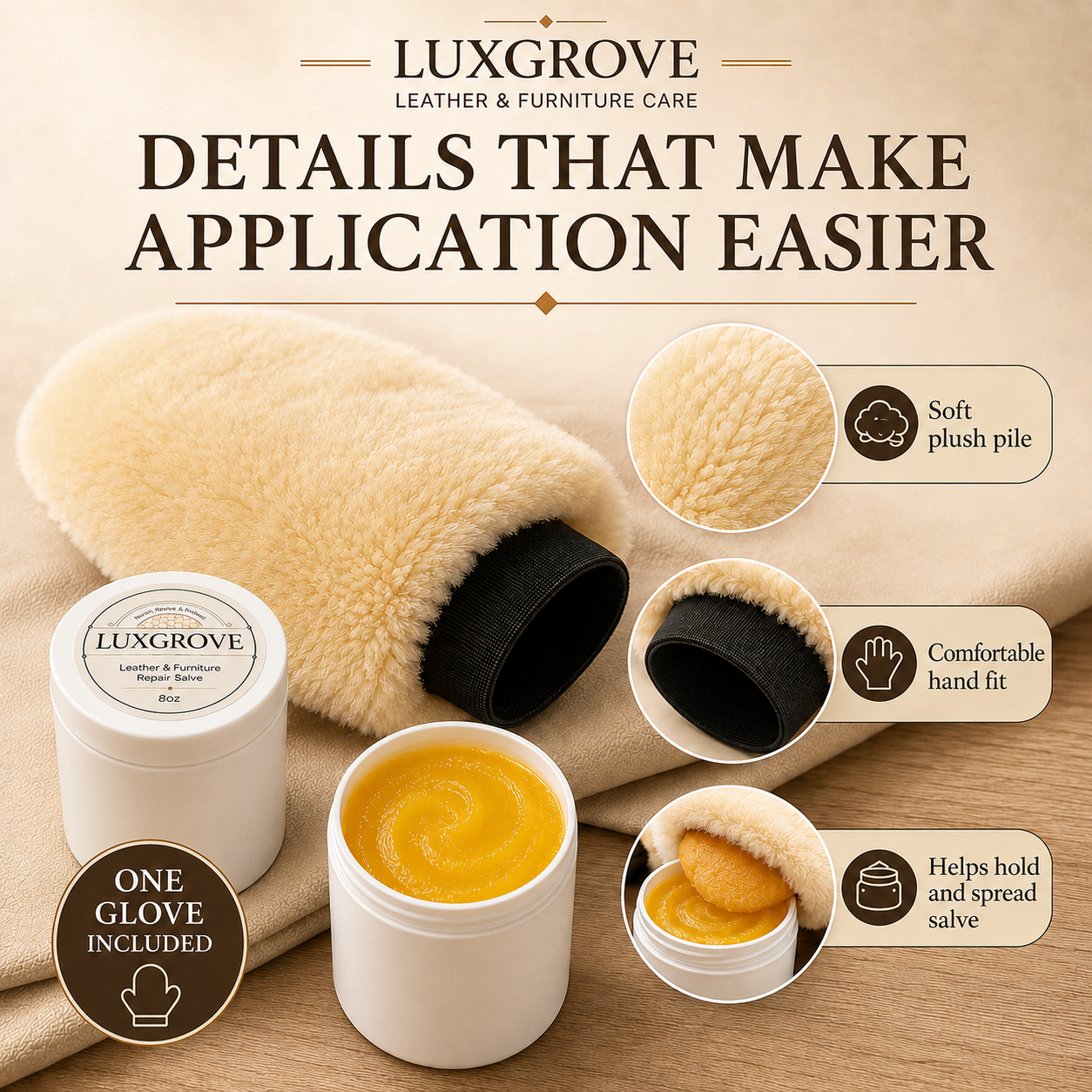 Luxgrove - Soft Applicator Glove for Repair Salve