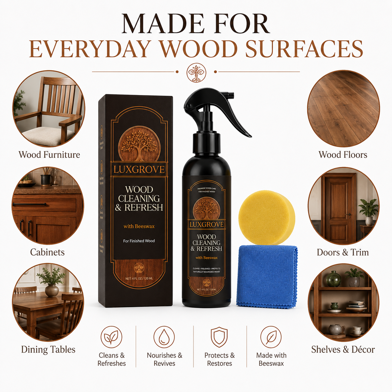 Luxgrove – Wood Cleaning & Refresh Beeswax Spray