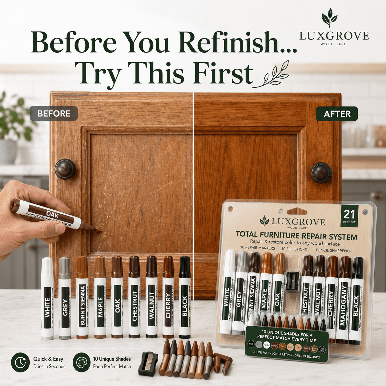 Luxgrove™ Scratch Markers - Fix Scratches, Scuffs & Worn Edges In Seconds - Luxgrove