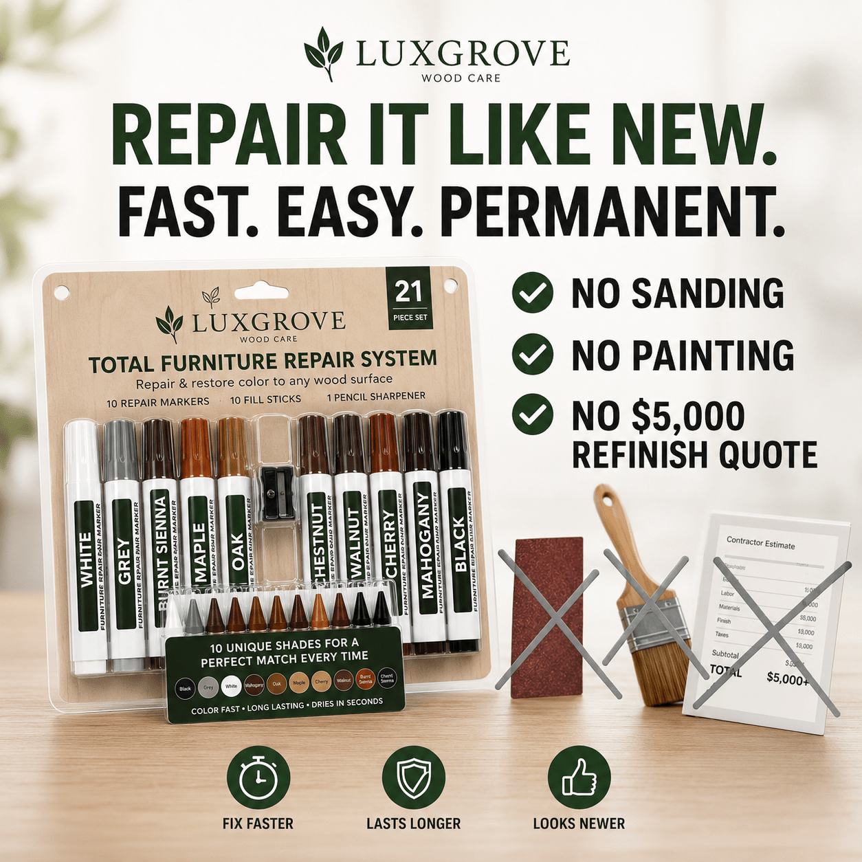 Luxgrove™ Scratch Markers - Fix Scratches, Scuffs & Worn Edges In Seconds - Luxgrove