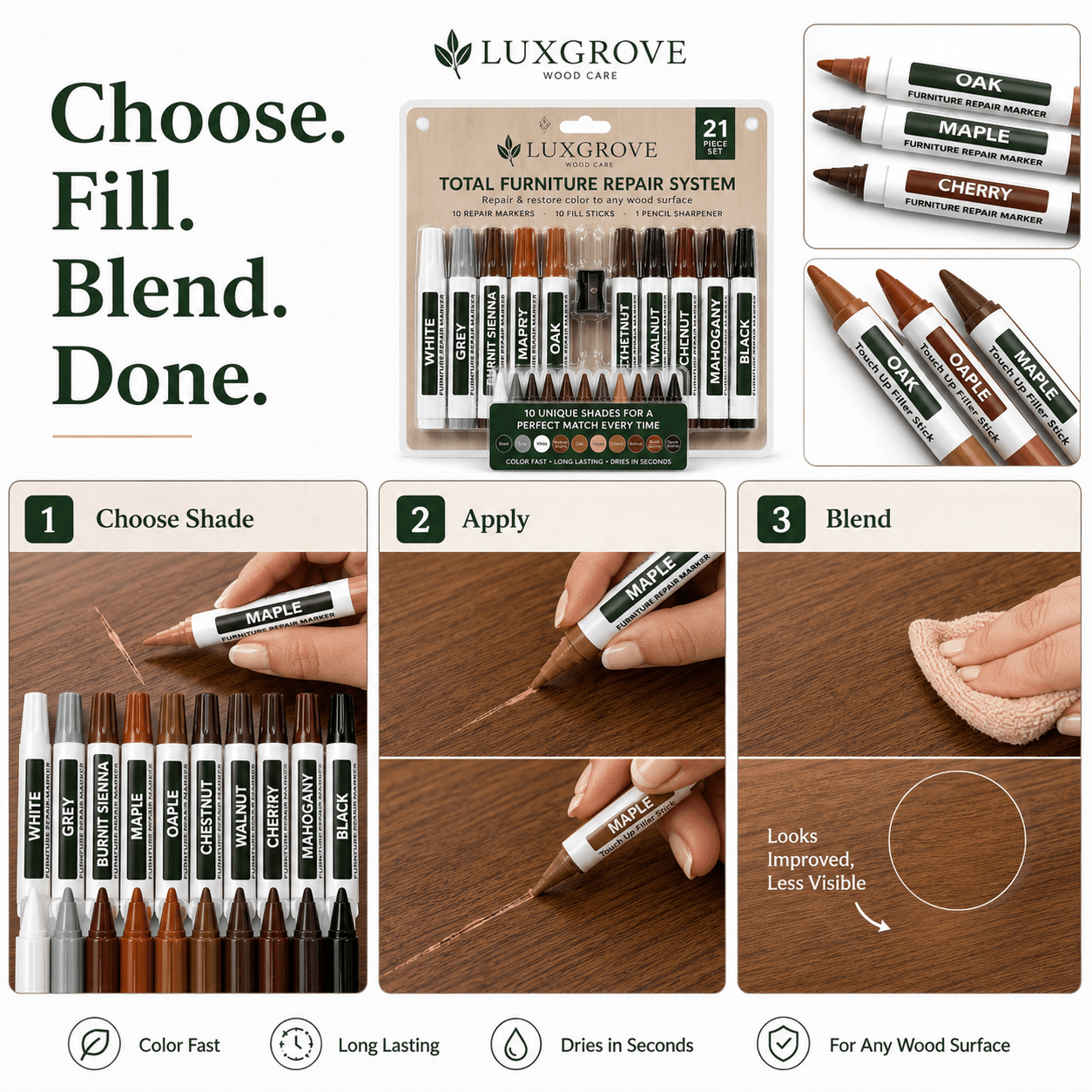 Luxgrove™ Scratch Markers - Fix Scratches, Scuffs & Worn Edges In Seconds - Luxgrove