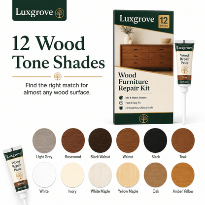 Luxgrove™ Wood Repair Paste Kit - Fix Scratches, Chips, Small Holes & Worn Spots Without Replacing The Wood - Luxgrove