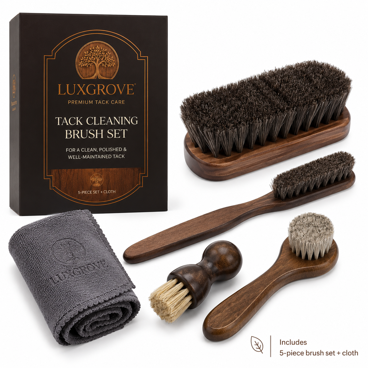 Luxgrove – 5-Piece Tack Cleaning Brush Set