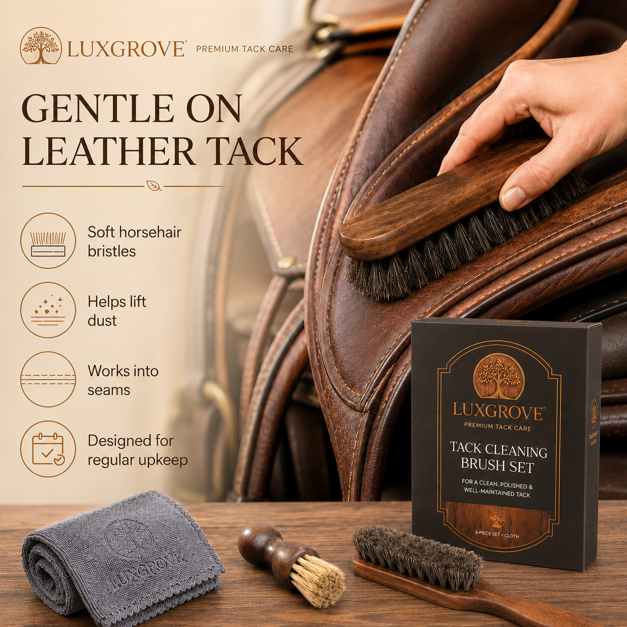 Luxgrove – 5-Piece Tack Cleaning Brush Set